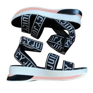 Juicy Couture Impulse Wedge Ankle Strap Logo Sandals Size 7